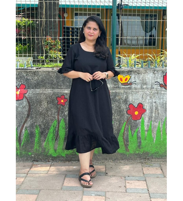 Black Bell Sleeves Long Dress