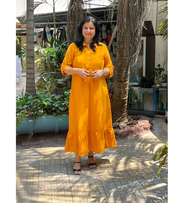 Yellow Collar Long Dress