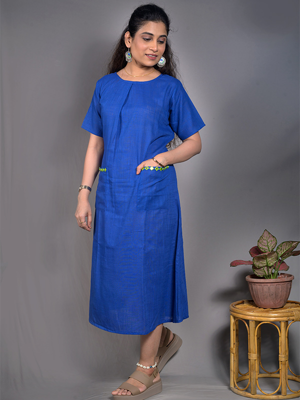 Electric Blue Mirror work long dress 