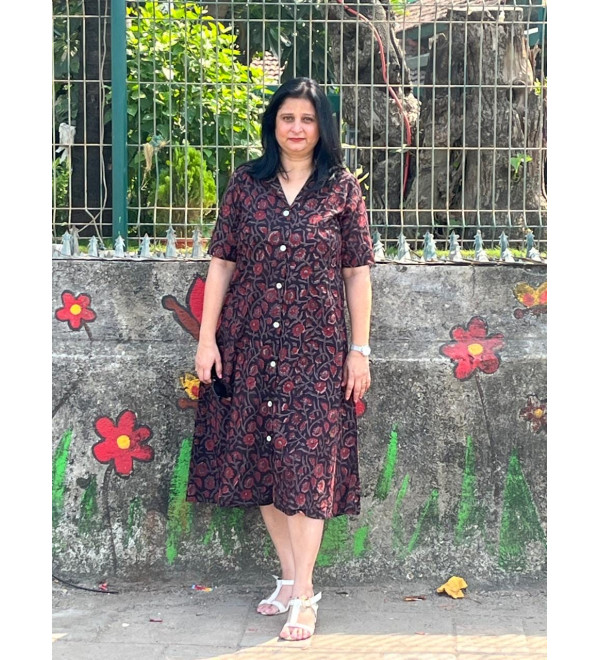 BLACK PRINTED SHIRT DRESS 