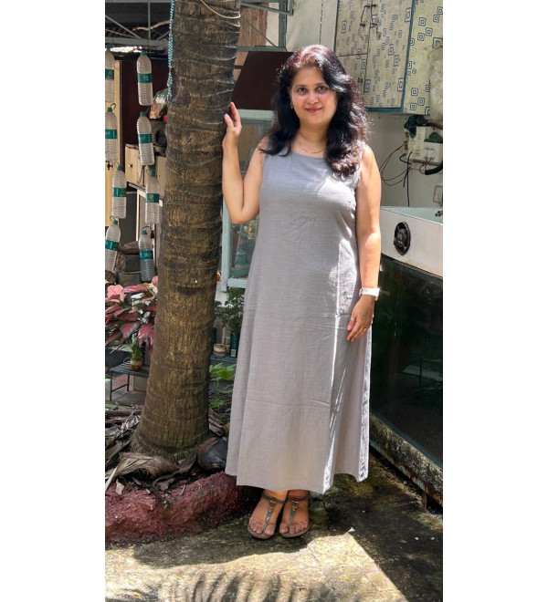 Grey Sleeveless long Dress